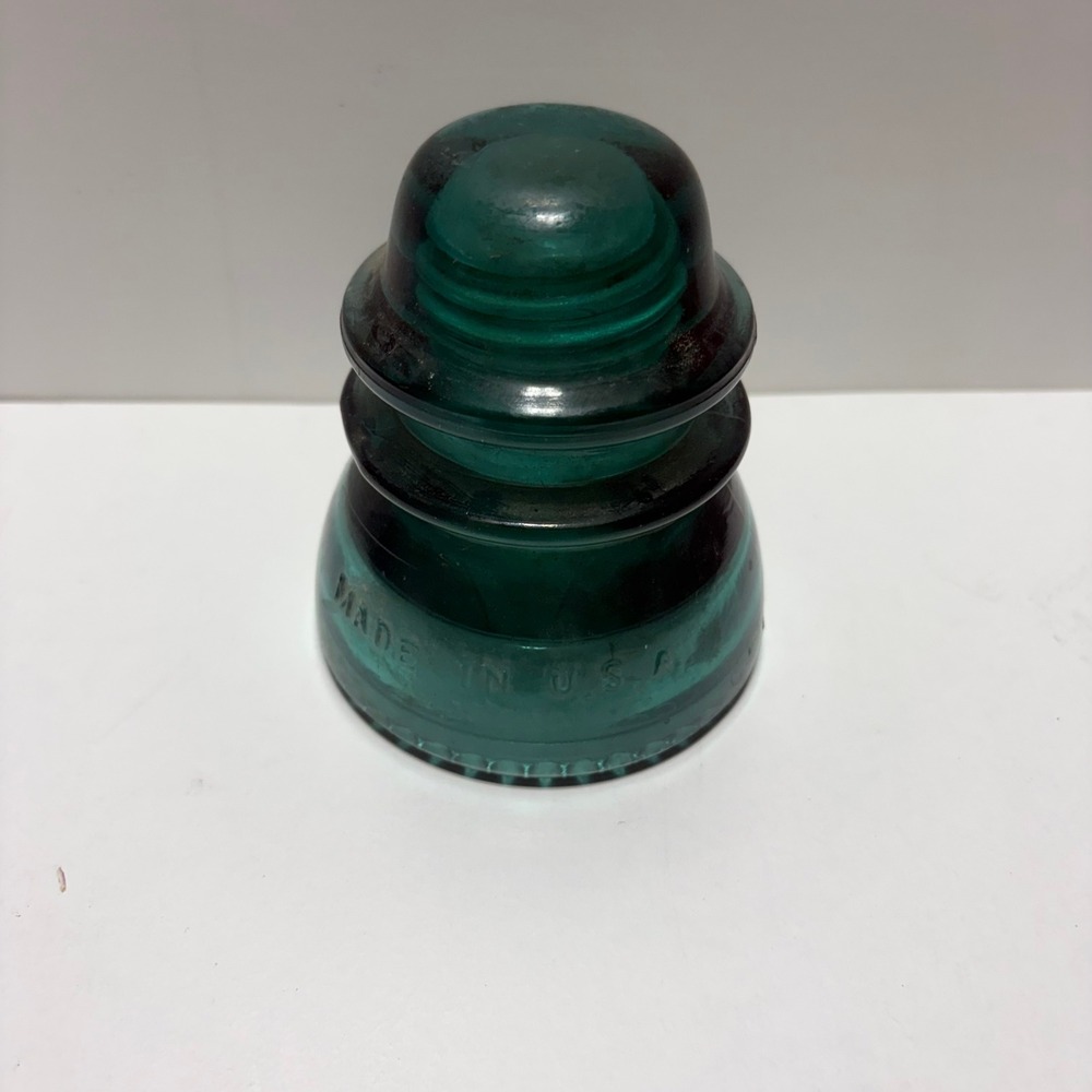 Hemingray-16 Glass Insulator Aqua Blue Green Made in USA Drip Points No 16